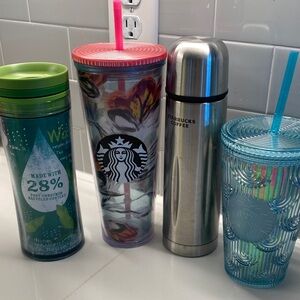 Starbucks Vibrant Tumbler and Silver Thermos Collection. Misfits.